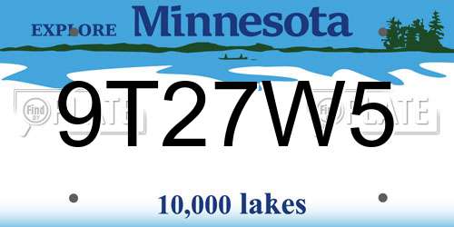 9T27W5 Minnesota License Plate