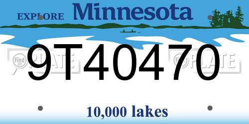 9T40470 Minnesota License Plate