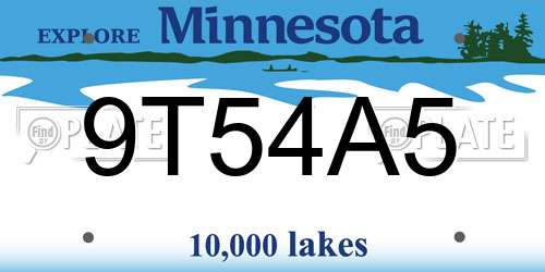 9T54A5 Minnesota License Plate