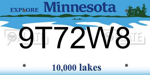 9T72W8 Minnesota License Plate