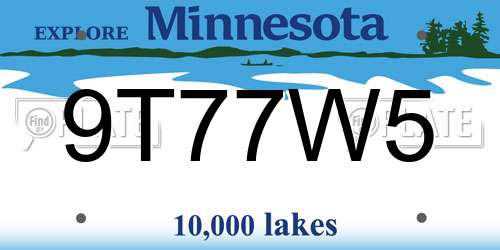 9T77W5 Minnesota License Plate