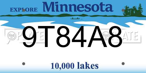 9T84A8 Minnesota License Plate