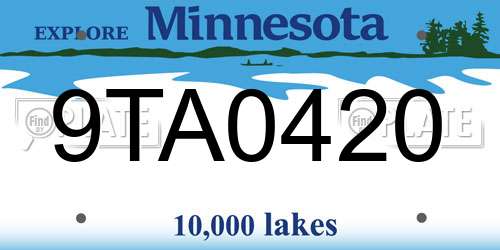 9TA0420 Minnesota License Plate