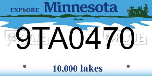 9TA0470 Minnesota License Plate