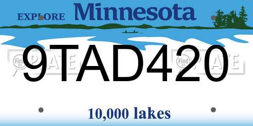 9TAD420 Minnesota License Plate
