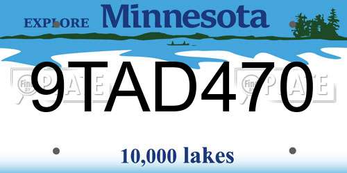9TAD470 Minnesota License Plate