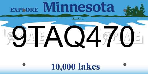 9TAQ470 Minnesota License Plate