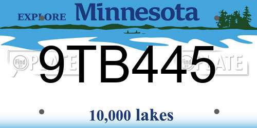 9TB445 Minnesota License Plate