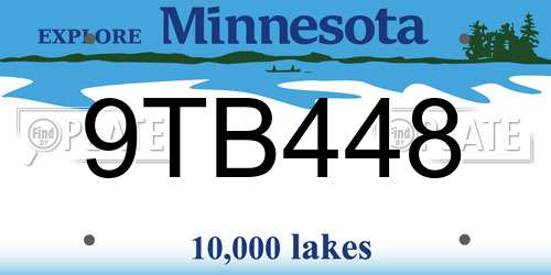 9TB448 Minnesota License Plate