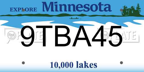 9TBA45 Minnesota License Plate
