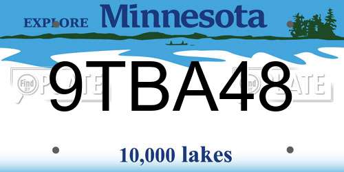 9TBA48 Minnesota License Plate