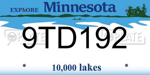 9TD192 Minnesota License Plate