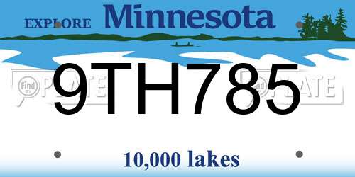 9TH785 Minnesota License Plate
