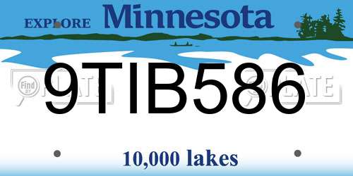 9TIB586 Minnesota License Plate