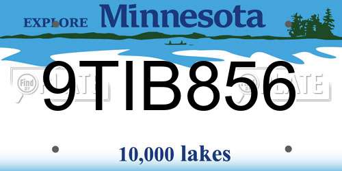 9TIB856 Minnesota License Plate