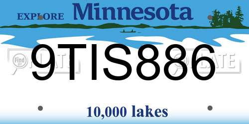 9TIS886 Minnesota License Plate