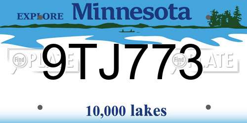 9TJ773 Minnesota License Plate