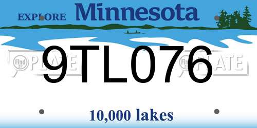 9TL076 Minnesota License Plate