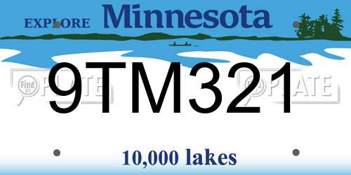 9TM321 Minnesota License Plate