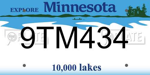 9TM434 Minnesota License Plate