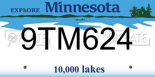 9TM624 Minnesota License Plate