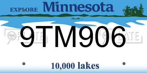 9TM906 Minnesota License Plate