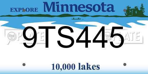 9TS445 Minnesota License Plate