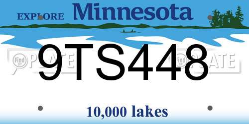 9TS448 Minnesota License Plate