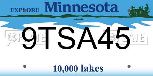 9TSA45 Minnesota License Plate