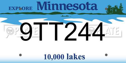 9TT244 Minnesota License Plate