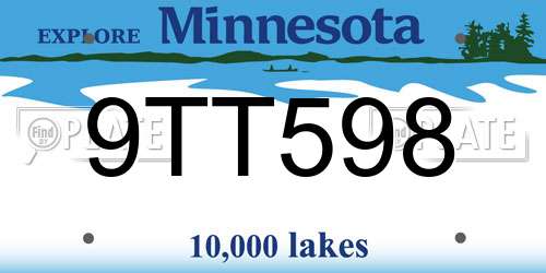 9TT598 Minnesota License Plate