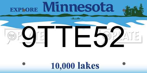 9TTE52 Minnesota License Plate