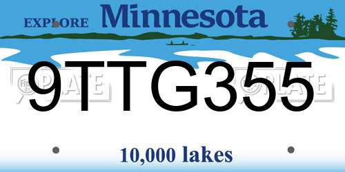 9TTG355 Minnesota License Plate