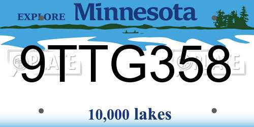 9TTG358 Minnesota License Plate