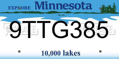 9TTG385 Minnesota License Plate