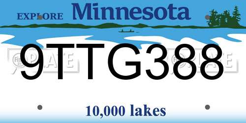 9TTG388 Minnesota License Plate