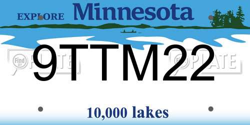 9TTM22 Minnesota License Plate
