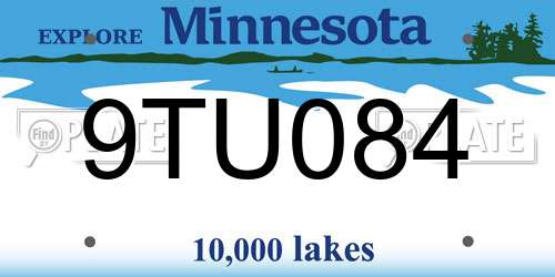 9TU084 Minnesota License Plate