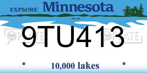 9TU413 Minnesota License Plate
