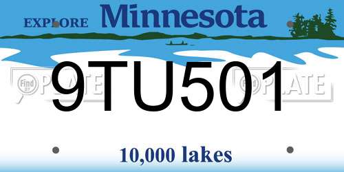 9TU501 Minnesota License Plate