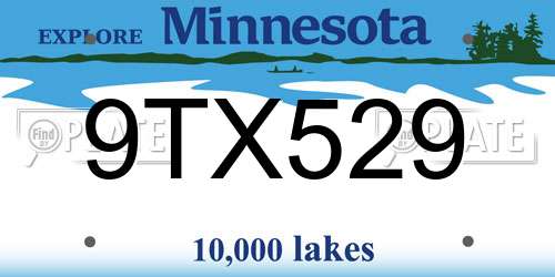9TX529 Minnesota License Plate