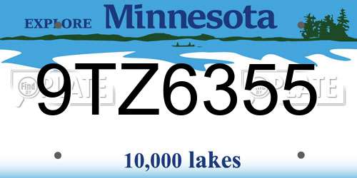 9TZ6355 Minnesota License Plate