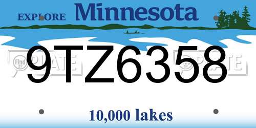 9TZ6358 Minnesota License Plate