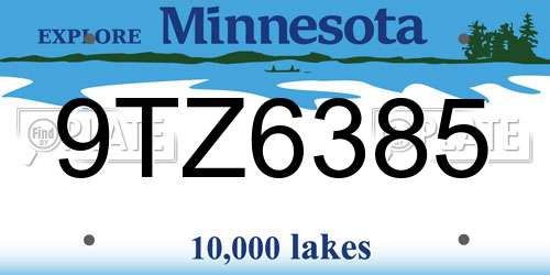 9TZ6385 Minnesota License Plate