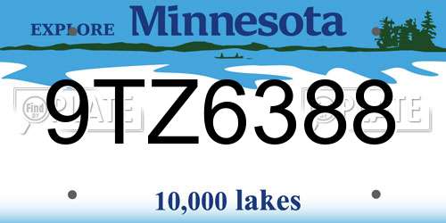 9TZ6388 Minnesota License Plate