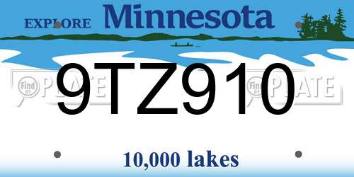 9TZ910 Minnesota License Plate