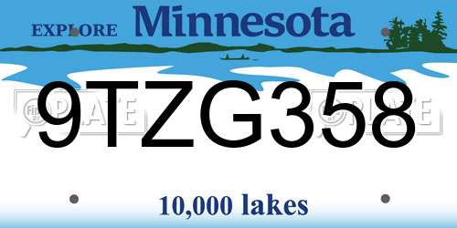 9TZG358 Minnesota License Plate