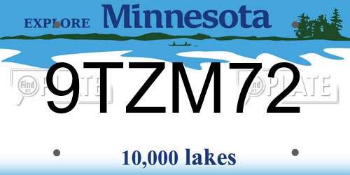 9TZM72 Minnesota License Plate