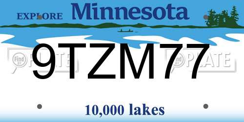 9TZM77 Minnesota License Plate