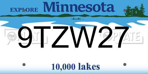 9TZW27 Minnesota License Plate